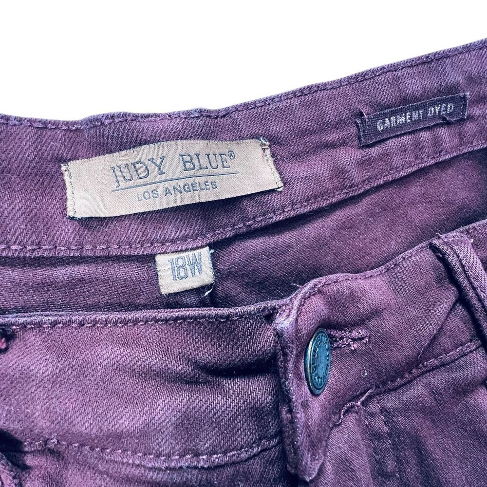 Judy Blue Burgundy Capri Pants 18W Oxblood High Waist Garment Dyed Stretch - Picture 5 of 13